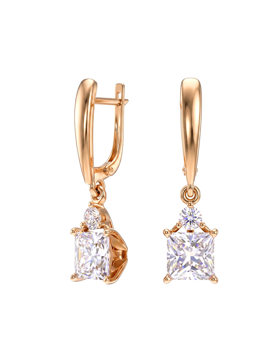 Серьги подвески серебряные 925 с фианитом | 2101656-00779