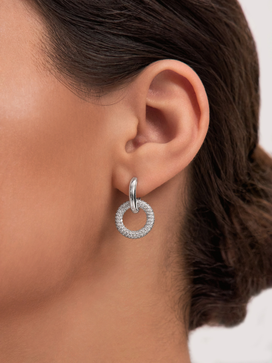 Серьги асимметрия из серебра 925 с фианитами | 0202222-00775