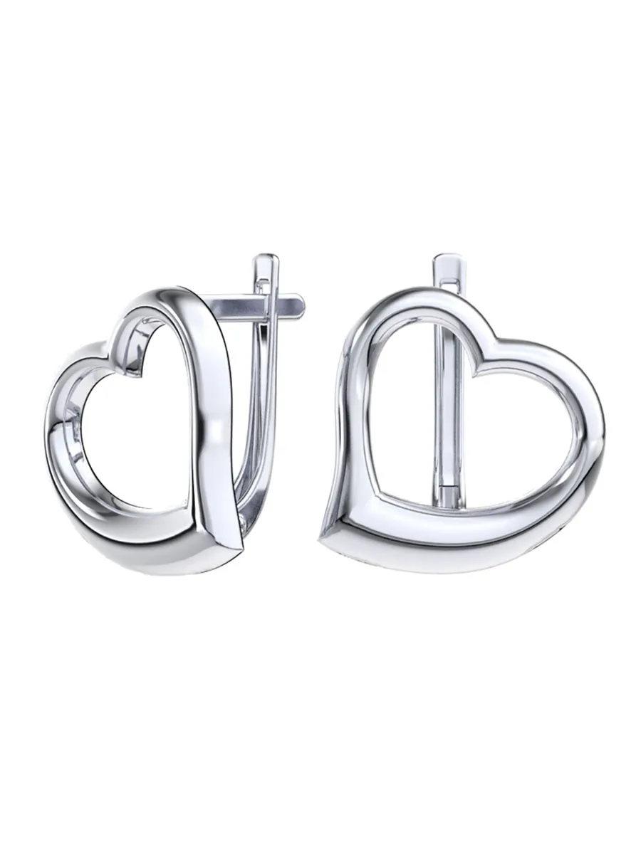 Серьги сердечки из серебра 925 без камней | 0202168-00245