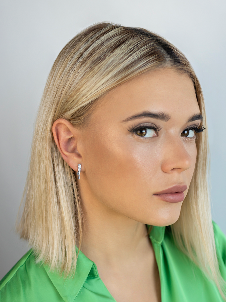 Серьги дорожки из белого золота 585 с бриллиантами  | 0201426-02732