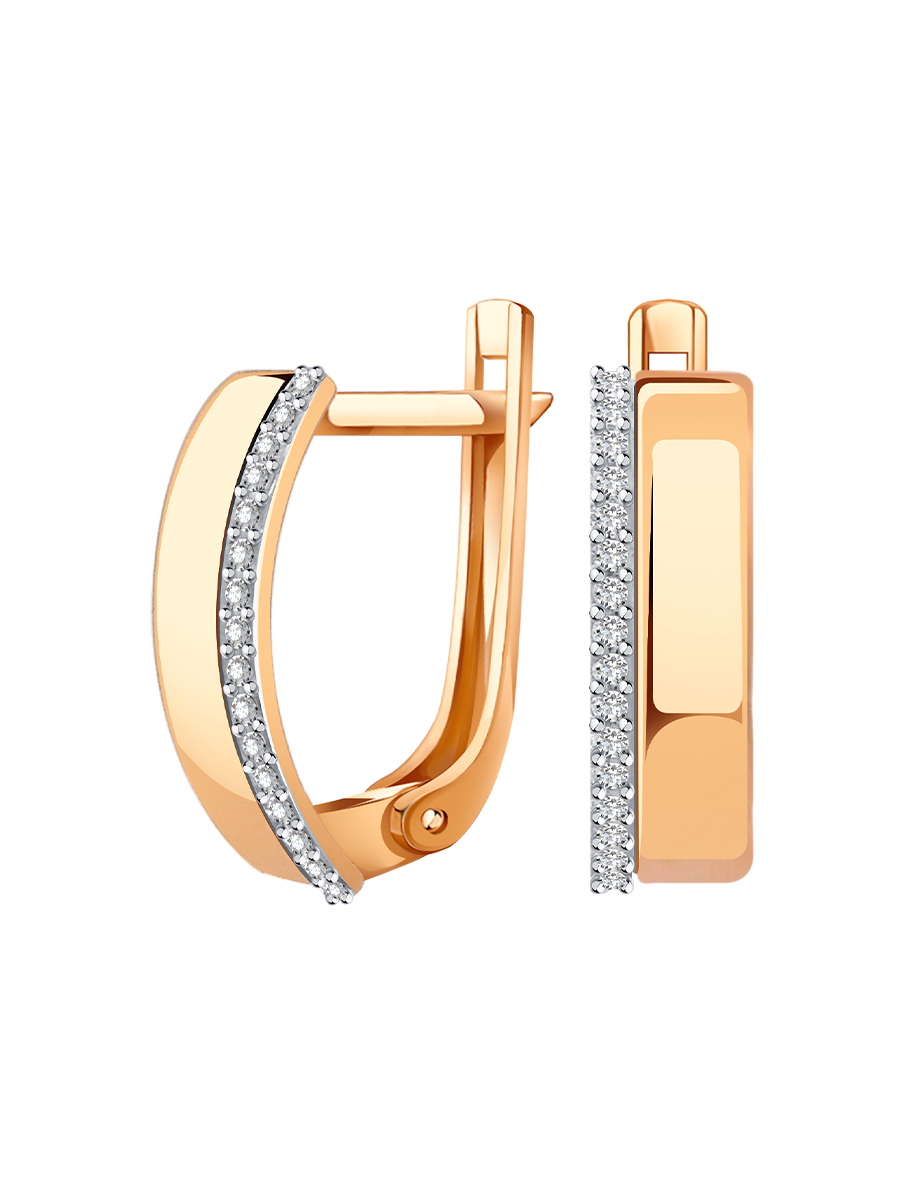 Серьги золотые 585 с фианитами  | 0202255-00770