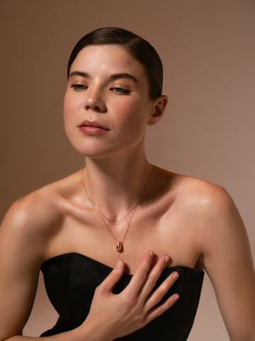 Колье золотое 585 подвеска капля с фианитами 