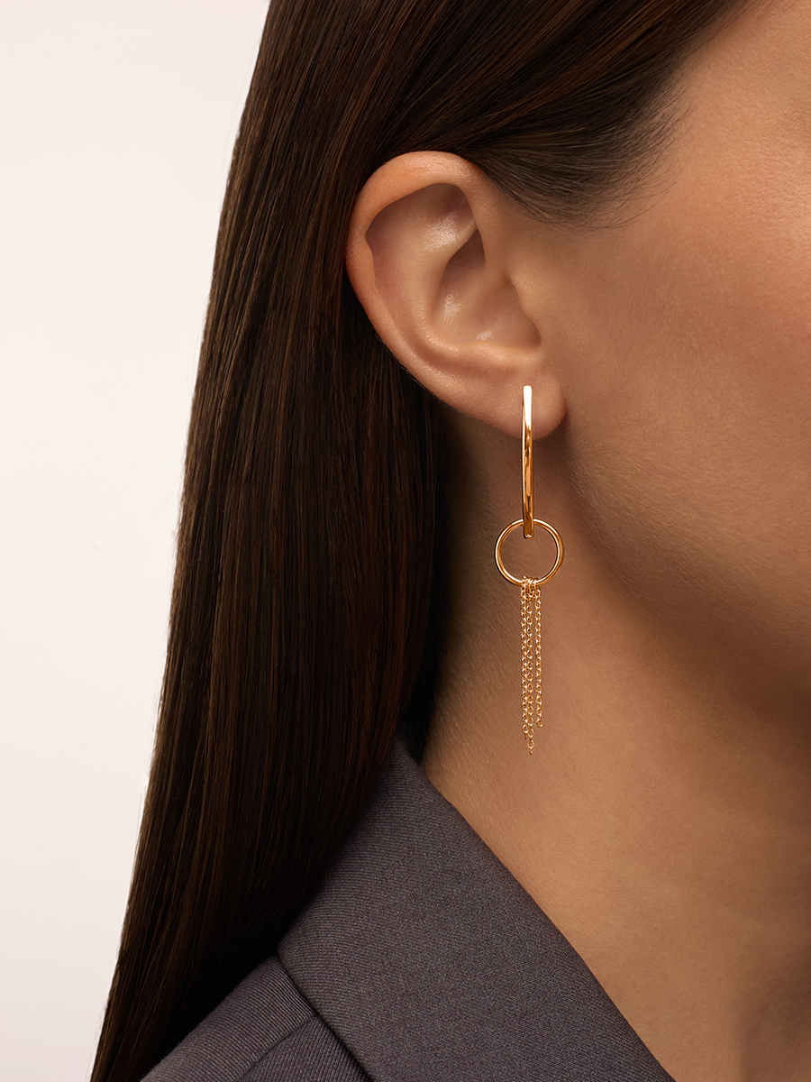 Серьги подвески золотые 585 без камней  | 2121312-00240