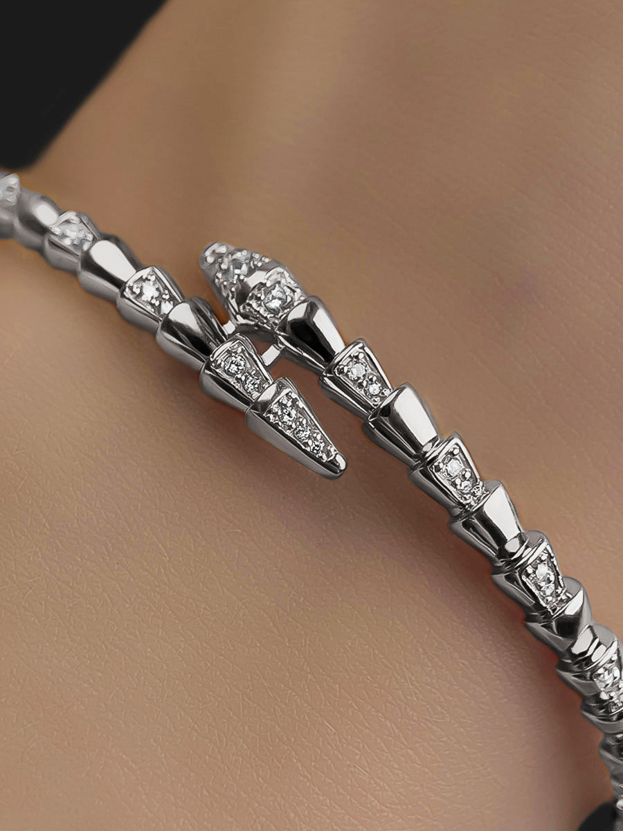 Браслет змея из белого золота 585 с бриллиантами  | 9701423Л00002