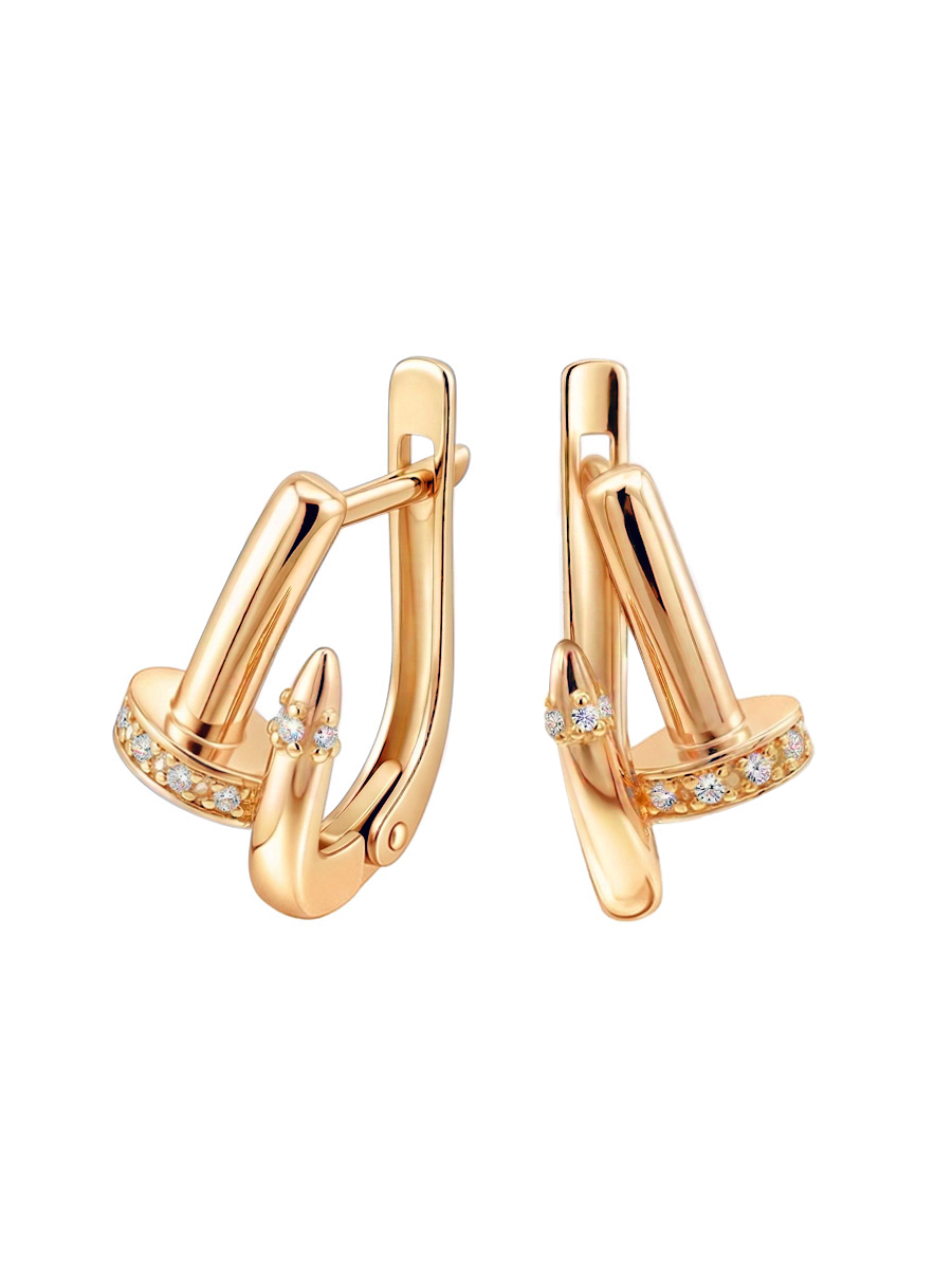 Серьги гвозди золотые 585 с камнями фианитами  | 2101667-00770