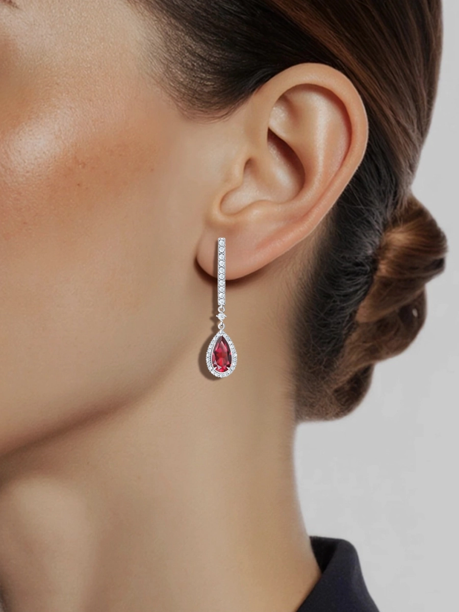 Серьги подвески золотые 585 с турмалинами и бриллиантами | 9201481-01522