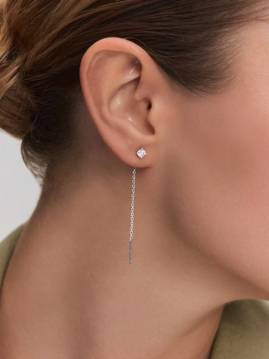 Серьги протяжки серебряные 925 с фианитами  | 0221915-00775