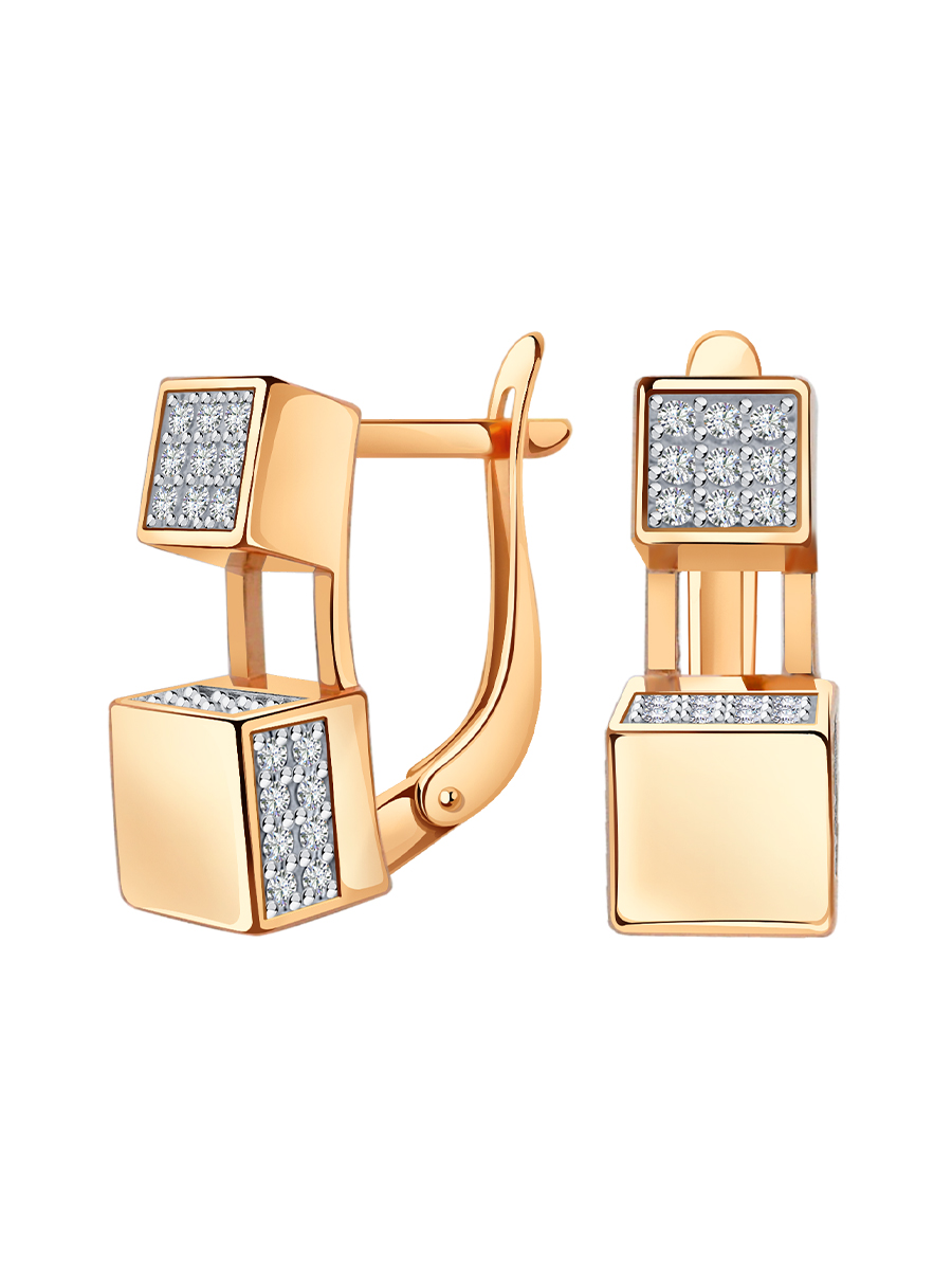 Серьги золотые 585 с фианитами  | 9201472-00770