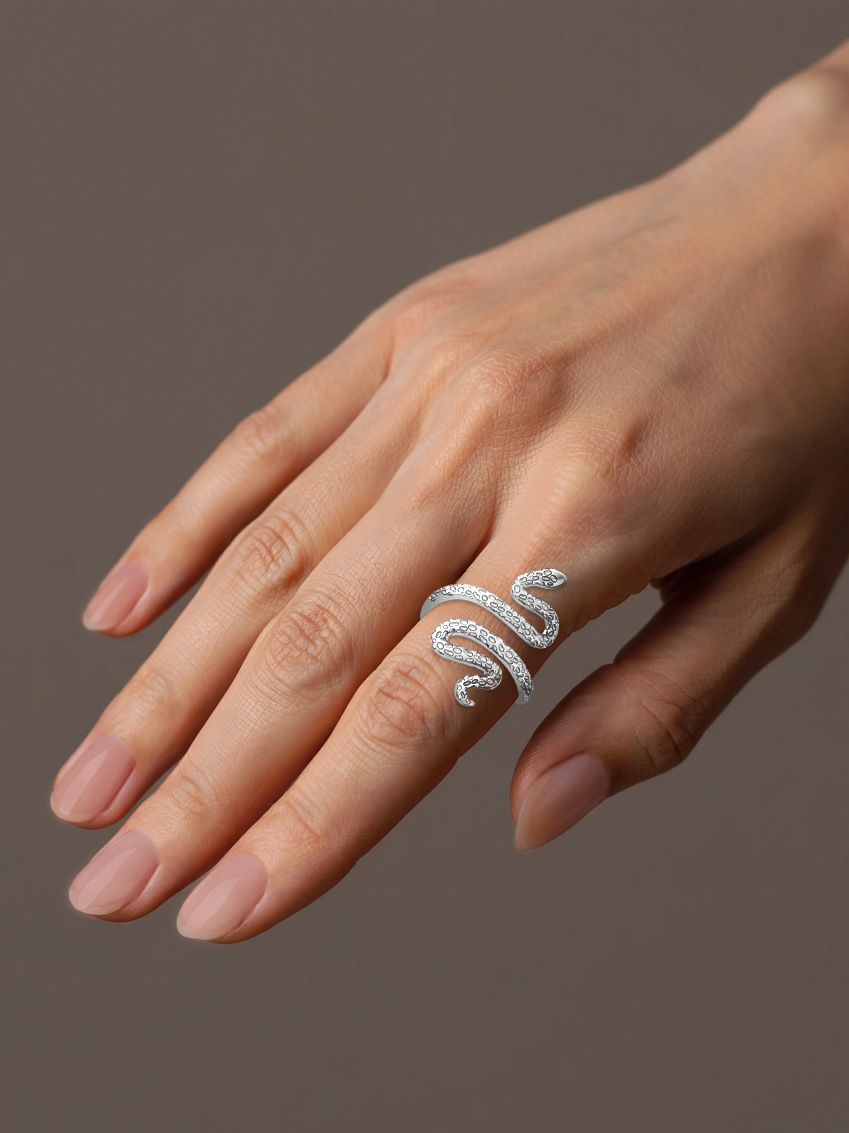 Кольцо змея серебряное 925  | 0101675-00245