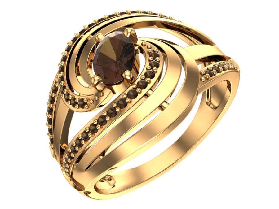 Кольцо золотое 585 с раухтопазами | 1101293-04200