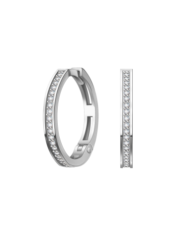 Серьги кольца из белого золота 585 с бриллиантами 19 мм