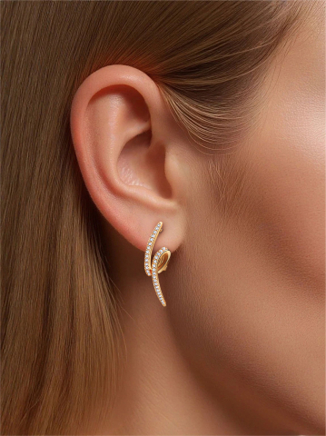 Серьги золотые 585 с фианитами