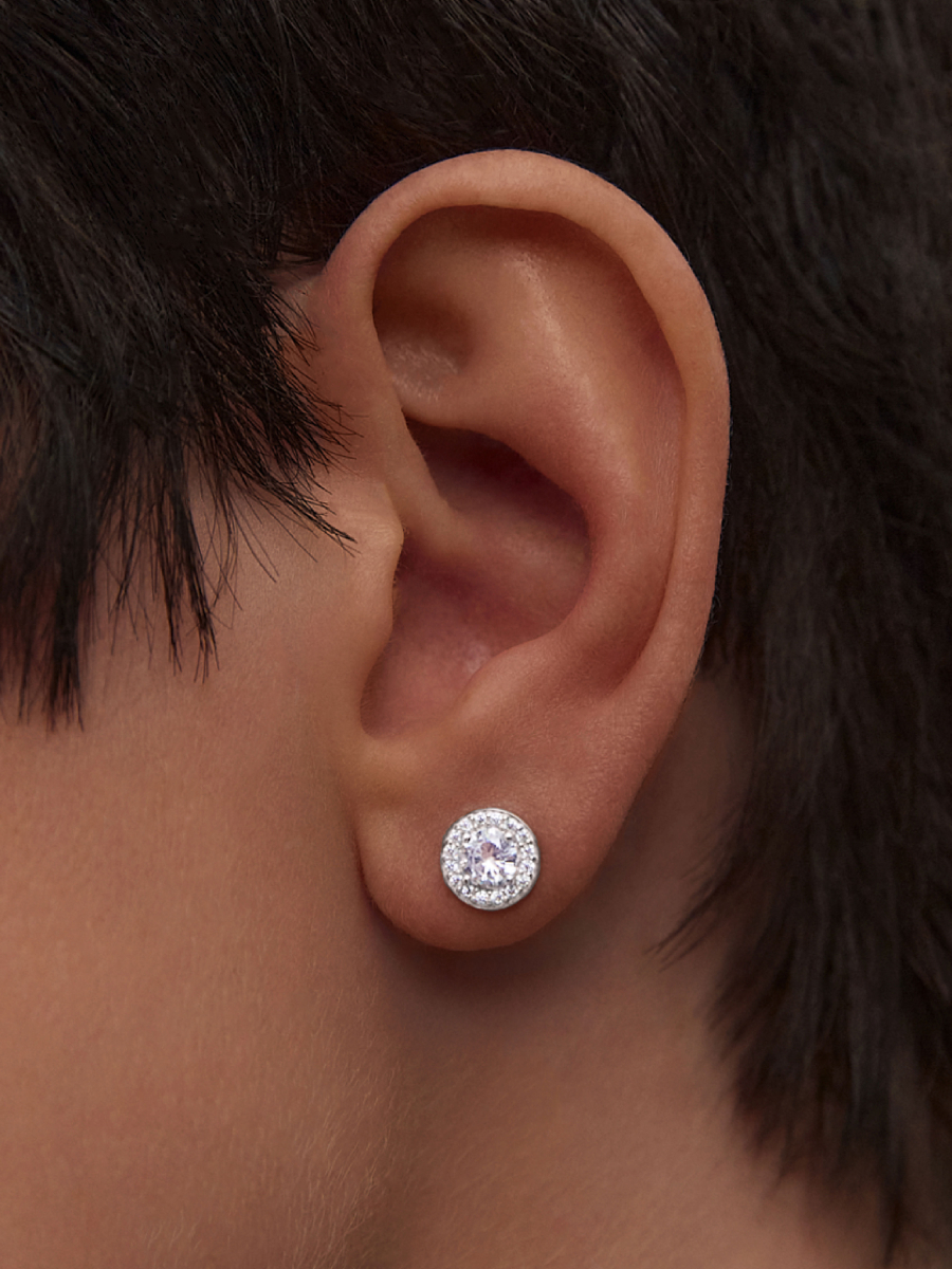 Серьги гвоздики из серебра 925 с камнями фианитами | 6001843-00775