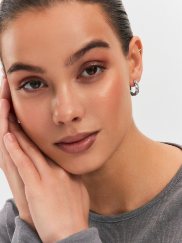 Серьги серебряные 925 мятый металл