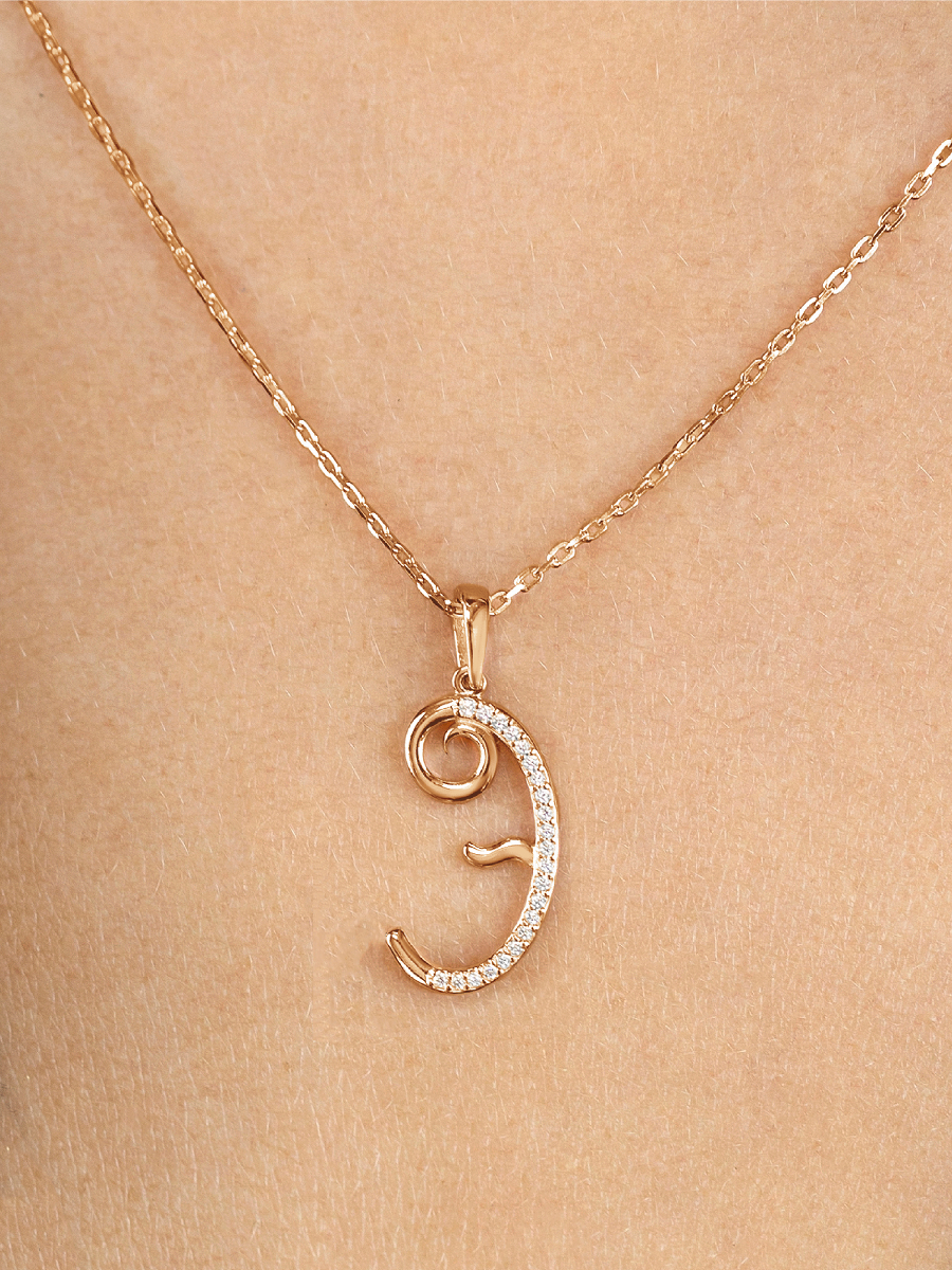 Подвеска буква Э золотая 585 с фианитами  | 0400627-00770