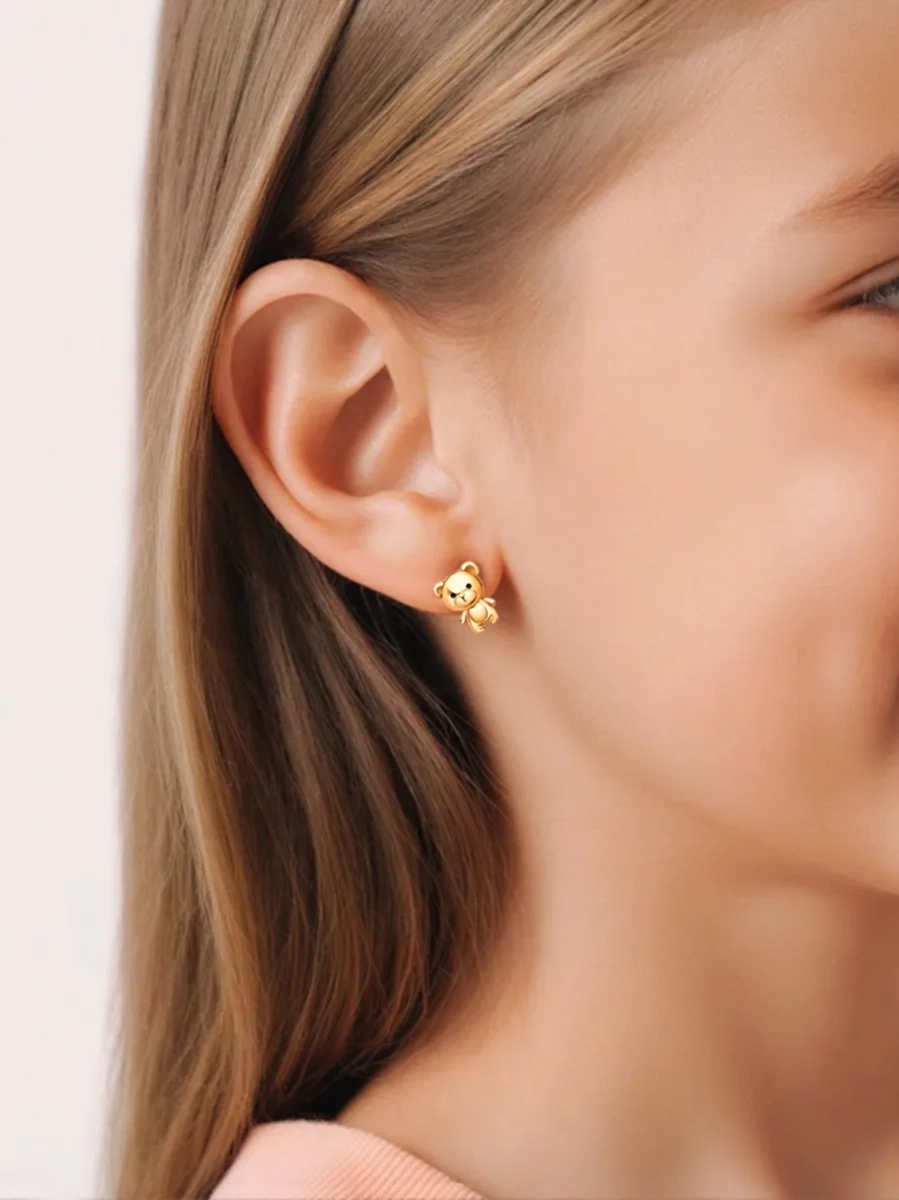 Серьги детские золотые 585 мишки   | 0201672-00870