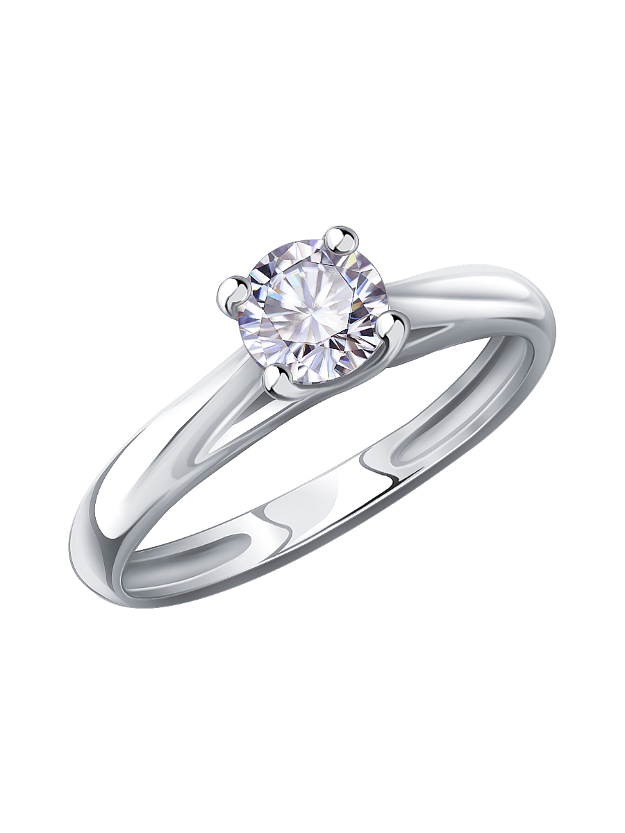 Кольцо из белого золота 585 с муассанитом  | 0101850-05432