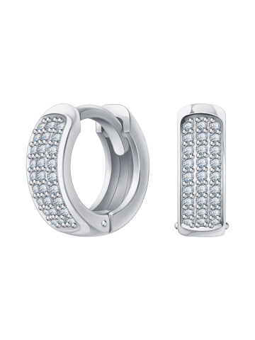 Серьги кольца из серебра 925 с камнями фианитами