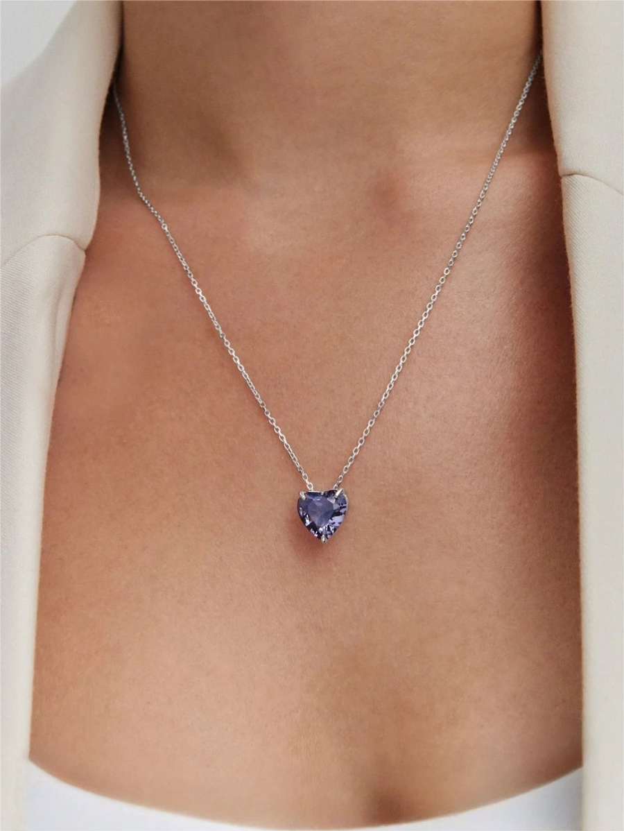 Колье из серебра 925 сердце с кварцем | 3121652-05785