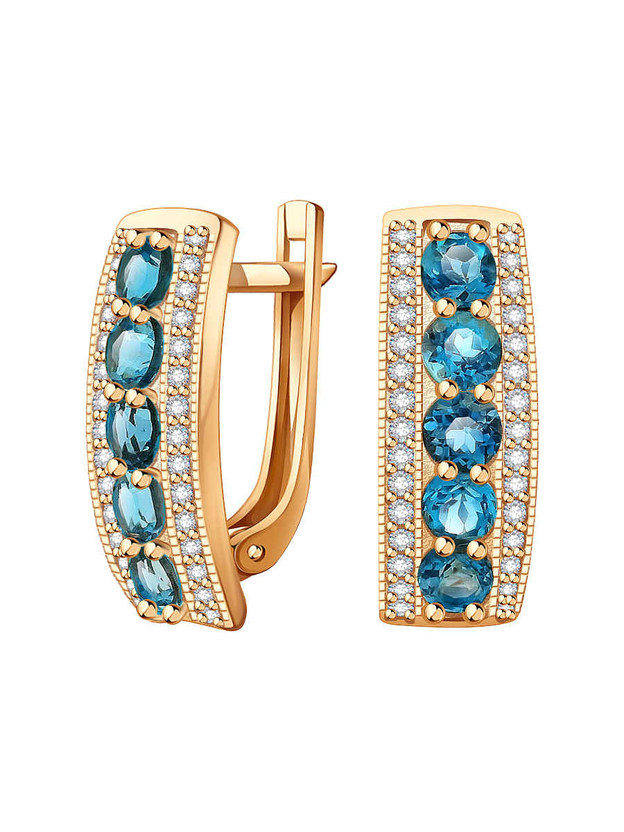 Серьги золотые 585 с топазами и фианитами  | 2101143-00740