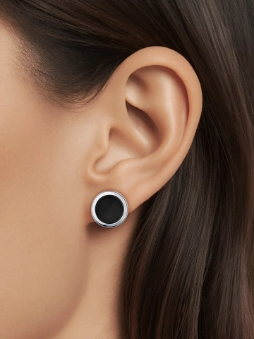 Серьги серебряные 925 с черными агатом 