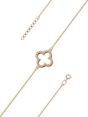 Браслет золотой 585 клевер с фианитами