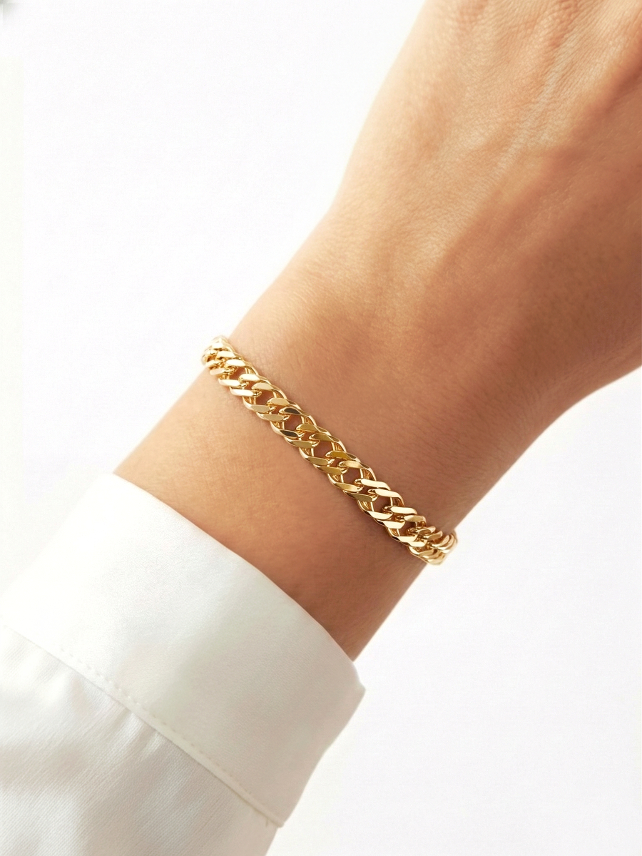 Браслет золотой 585 плетение Двойной ромб 6 мм | 11100051021              