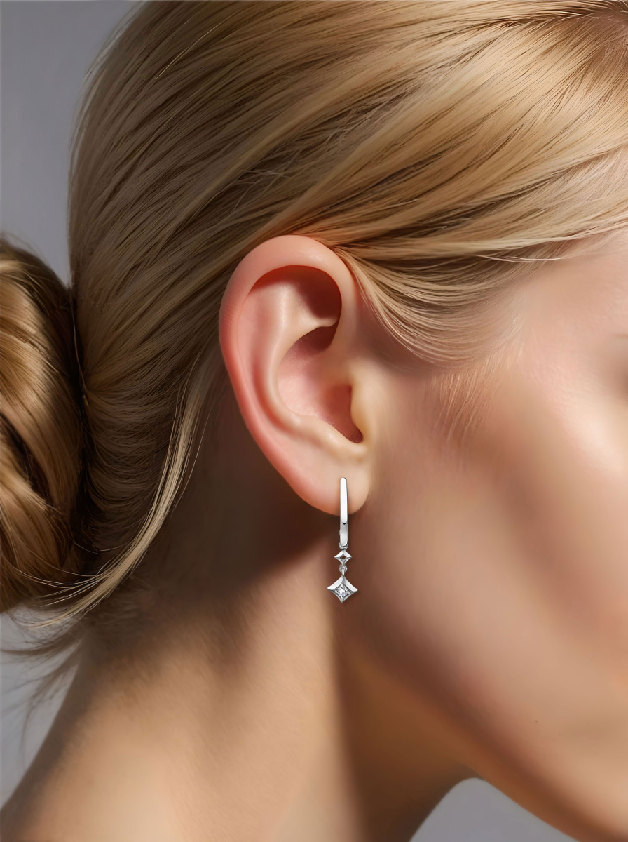 Серьги из белого золота 585 с бриллиантами | 0201935-00002