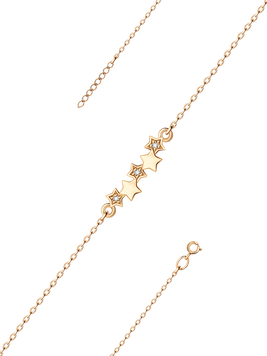 Браслет золотой 585 со звездочками  | 0720633-00770