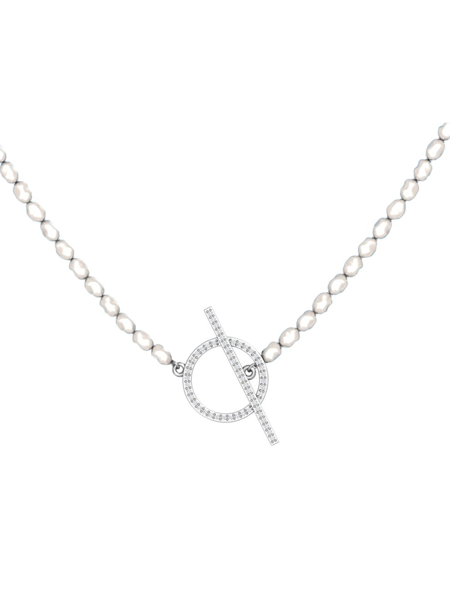 Колье серебряное 925 с барочным жемчугом | 2000026-10405