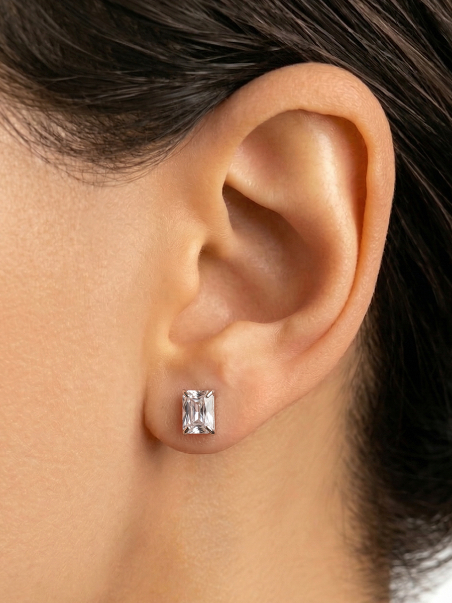 Серьги пусеты серебряные 925 с фианитами  | 6002433-00775
