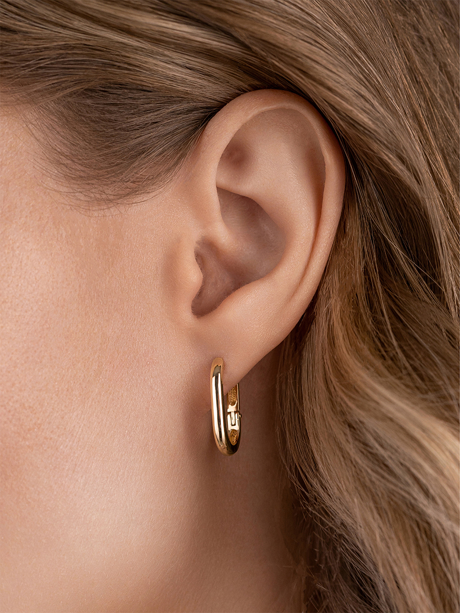 Серьги кольца золотые 585 без камней 19 мм | 0201632-00241