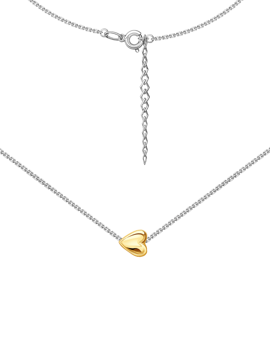 Колье серебряное 925 с сердцем без камней | 0320639Л60249