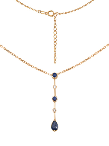 Колье галстук золотое 585 с сапфирами и бриллиантами 