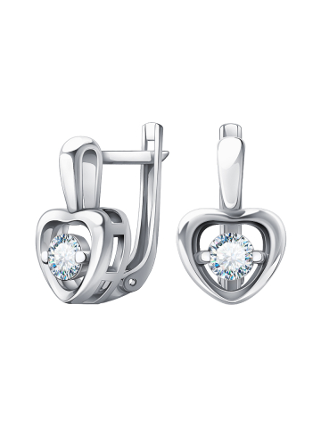 Серьги детские серебряные 925 сердечки с фианитами 