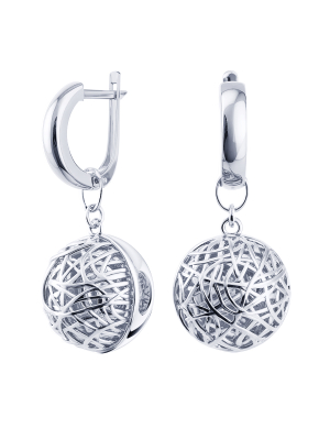 Серьги подвески серебряные 925 сферы 