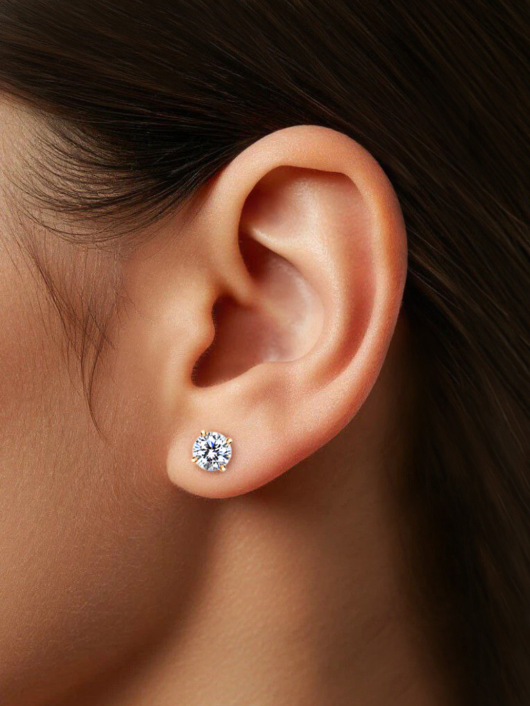 Серьги гвоздики из золота 585 с фианитами | 6001852-00770