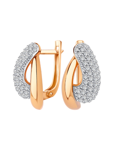 Серьги золотые 585 с фианитами 