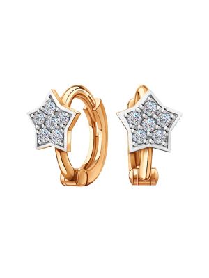 Серьги детские золотые 585 с бриллиантами 