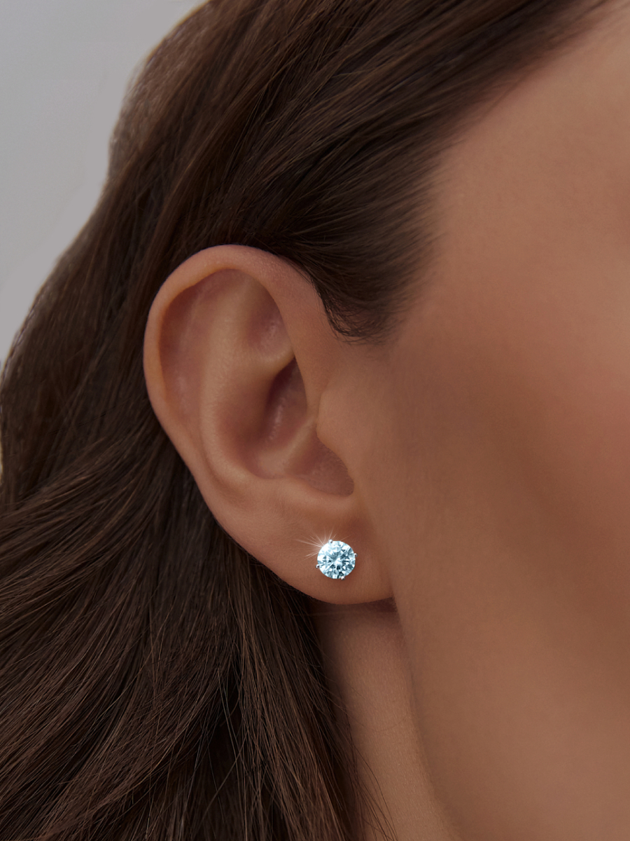 Серьги гвоздики из серебра 925 с топазами | 6001852-00705