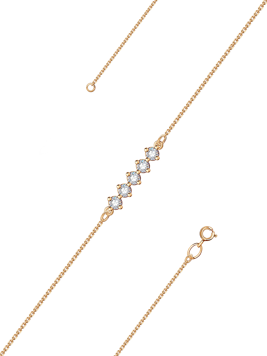 Браслет тонкий золотой 585 с фианитами | 0720784-00770