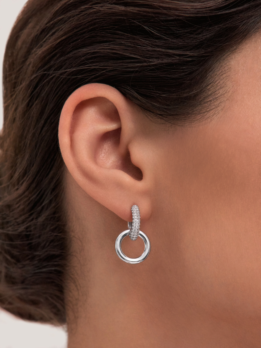 Серьги асимметрия из серебра 925 с фианитами | 0202222-00775