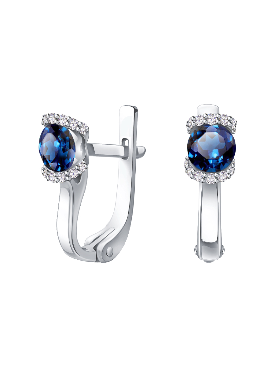 Серьги из белого золота 585 с сапфирами и бриллиантами  | 2100555-00052