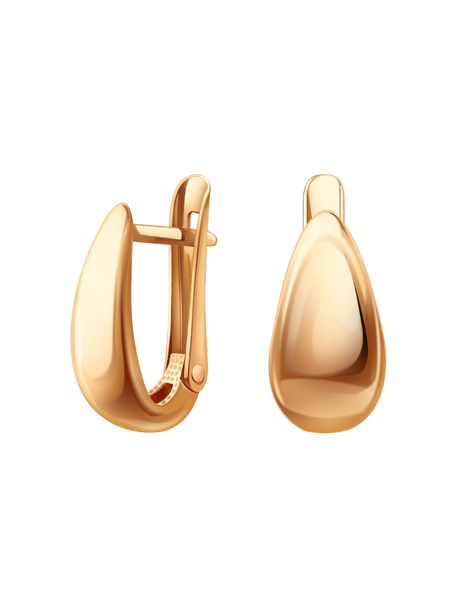 Серьги капли золотые 585 без камней на английском замке  | 0201957-00240