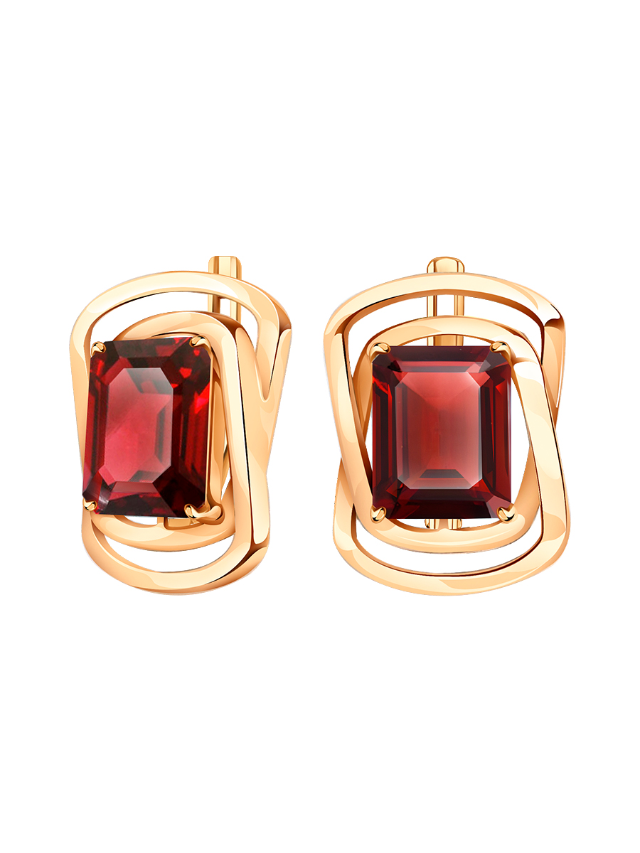 Серьги из золота 585 с гранатами | 2101262-00290