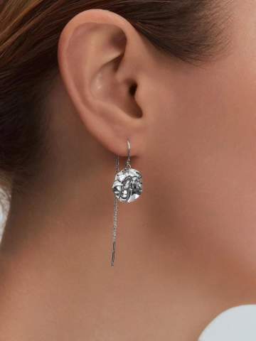 Серьги протяжки серебряные 925 мятый металл 