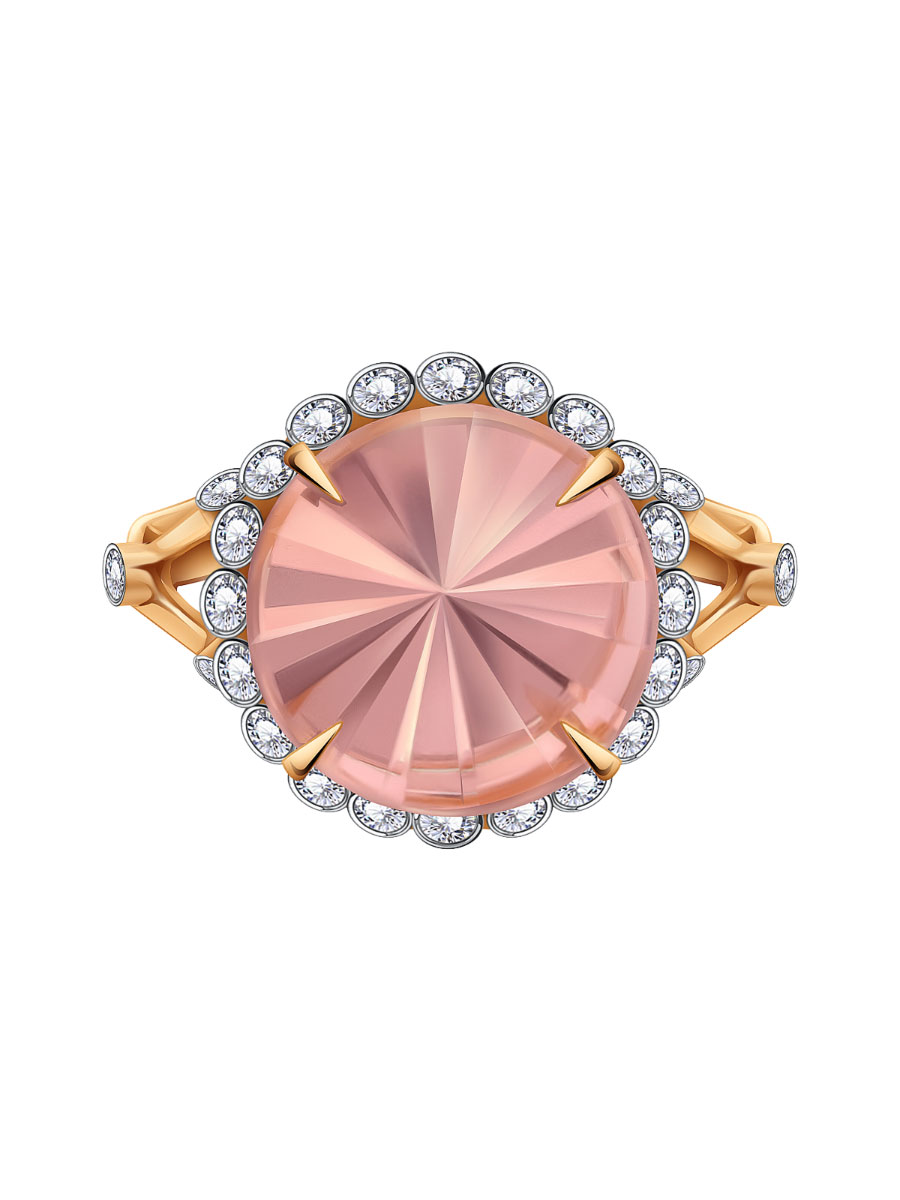 Кольцо золотое 585 с морганитом и фианитами  | 1101809М02460