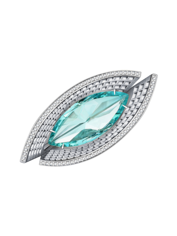 Кольцо из белого золота 585 с аквамарином аква сапфирами и бриллиантами 