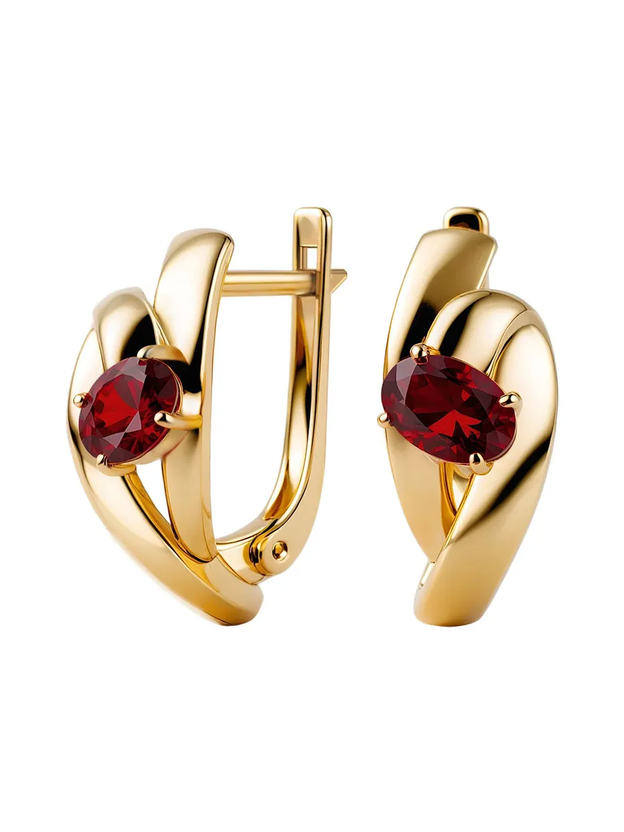 Серьги из золота 585 с гранатами | 2101238-00290