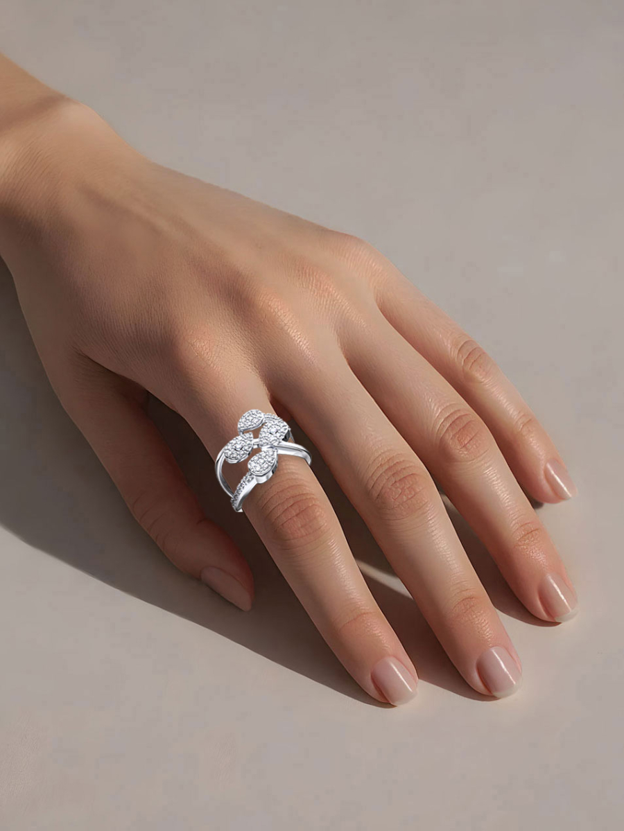 Кольцо на фалангу серебряное 925 с фианитами | 0101768-00775